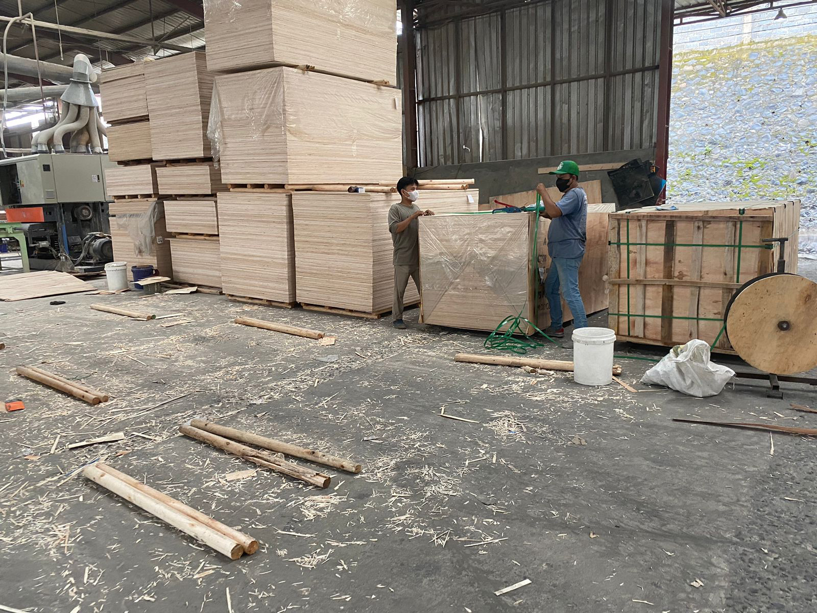 Proses Packing Plywood Sebelum Pengiriman ke Customer